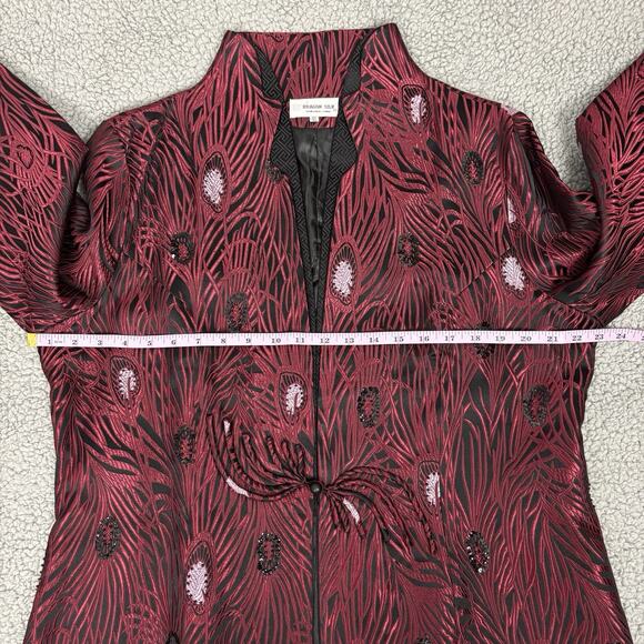 Dragon Silk Jacket Coat Womens Size XL Shanghai China Dark Red Black Vintage - Picture 7 of 16